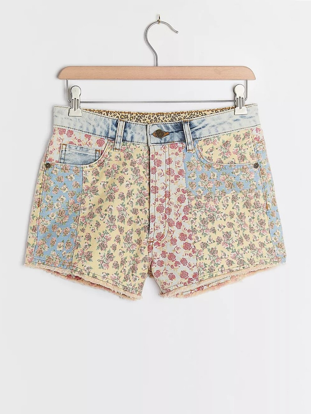 Farm Rio Ultra High-Rise Patchwork Denim Shorts Size 26